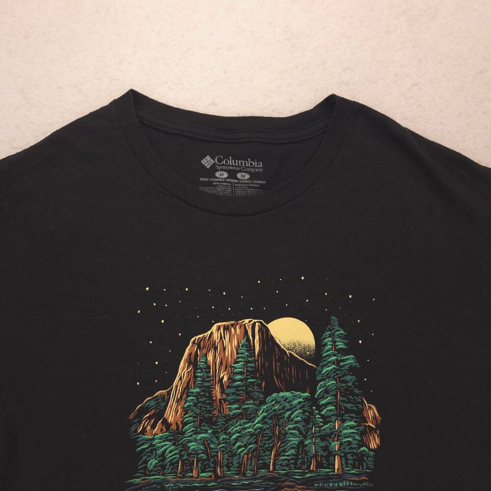 Columbia Short Sleeve Crew Neck Graphic T Shirt Mens Size Medium M Black